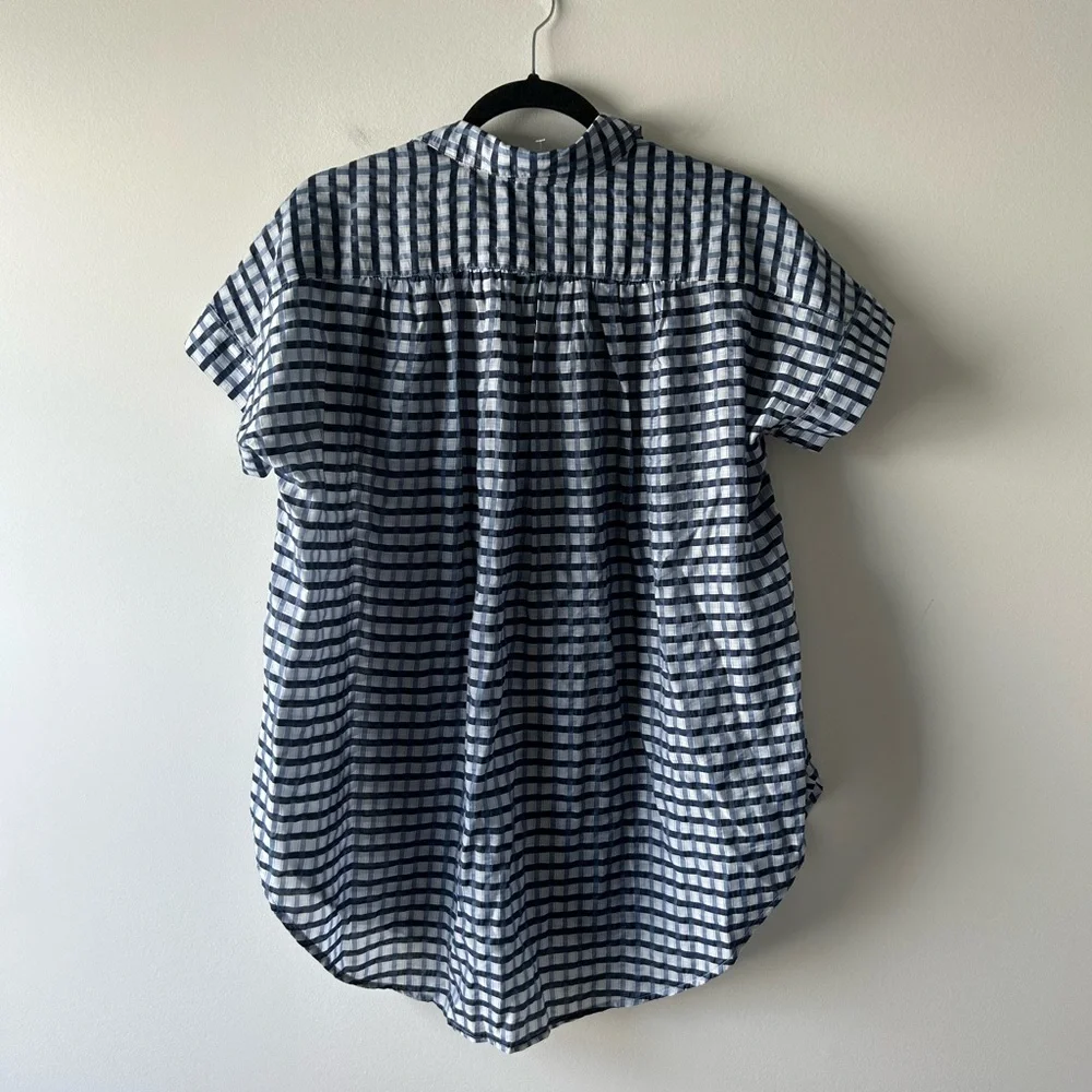 J. Crew blue and white checked short sleeve top